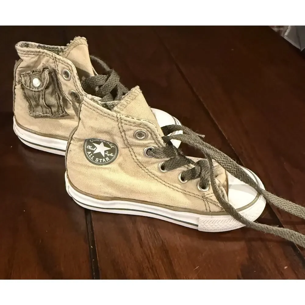 Converse Chuck Taylor All Star Kids High Top Canvas Sneakers Beige US 6